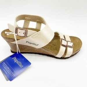 Papillio Birkenstock Womens Ellen Pearl White Wedge Sandals Narrow Fit